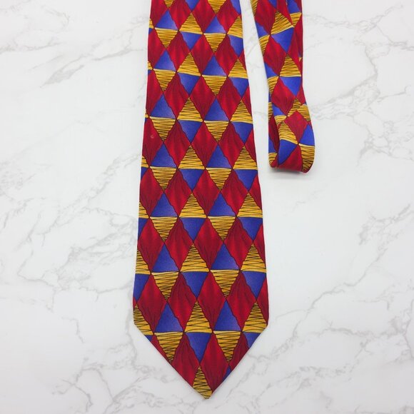 Jerry Garcia Tie Mens Silk Geometric Diamond Stonehenge Hand Sewn Made in USA - Picture 1 of 6